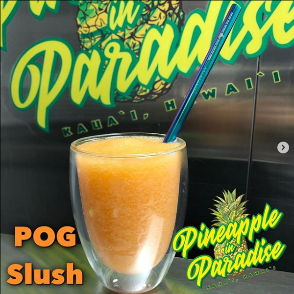 POG Slush in pineapple glass